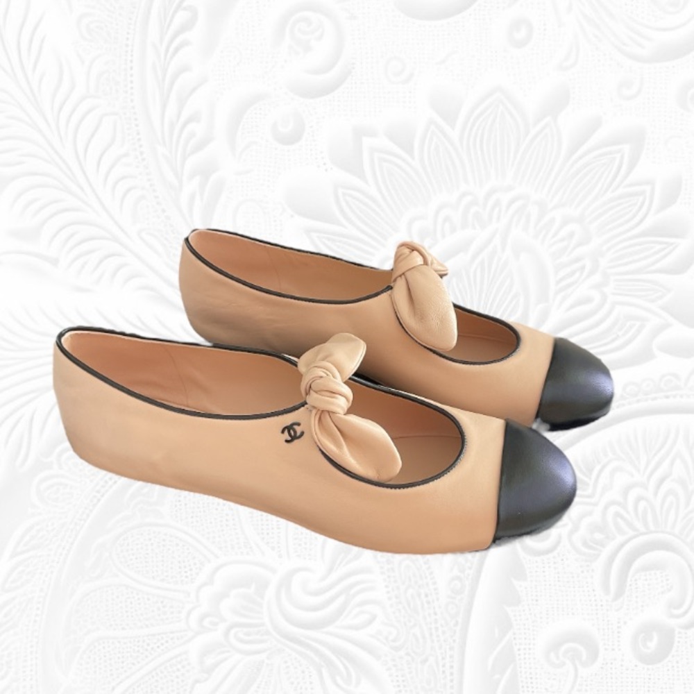 New CHANEL 25C  Lambskin Maryjane Bow Ballet Shoes - Picture 13 of 13